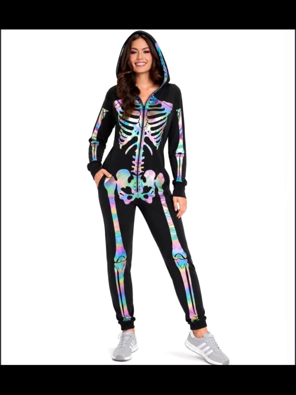 Tipsy owl’s NWOT iridescent skeleton Halloween jumpsuit size XS - Picture 2 of 3